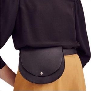 Theory Belt Bag mixed Leather Denim half moon shaped New